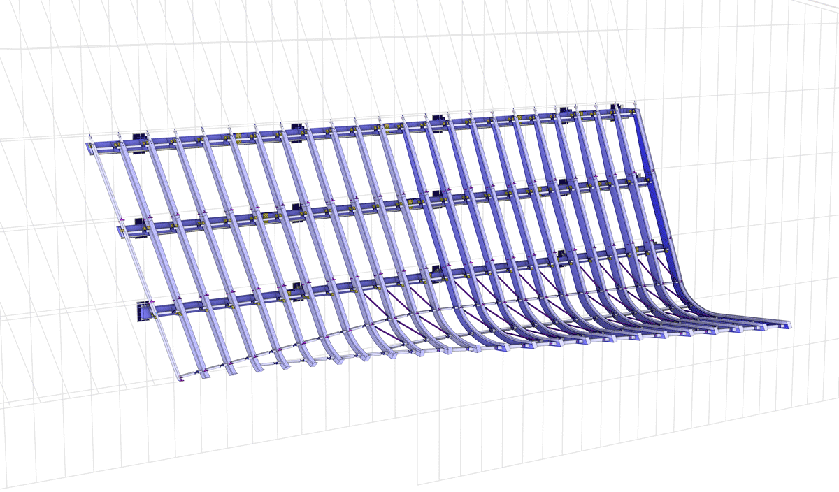 A parametric model is used to design a glazed roof structure.