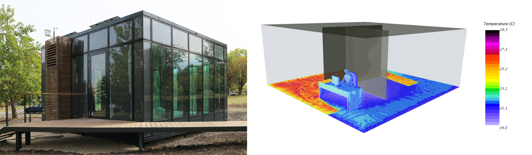 Demonstrator pavilion for fluid-flow glazing, Sofia, left: © InDeWag, right: © HTCO